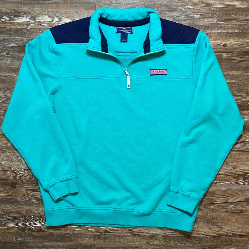 Vineyard Vines Shep & Ian Marthas Vineyard 1/4 Zip Sweatshirt Large Spell Out